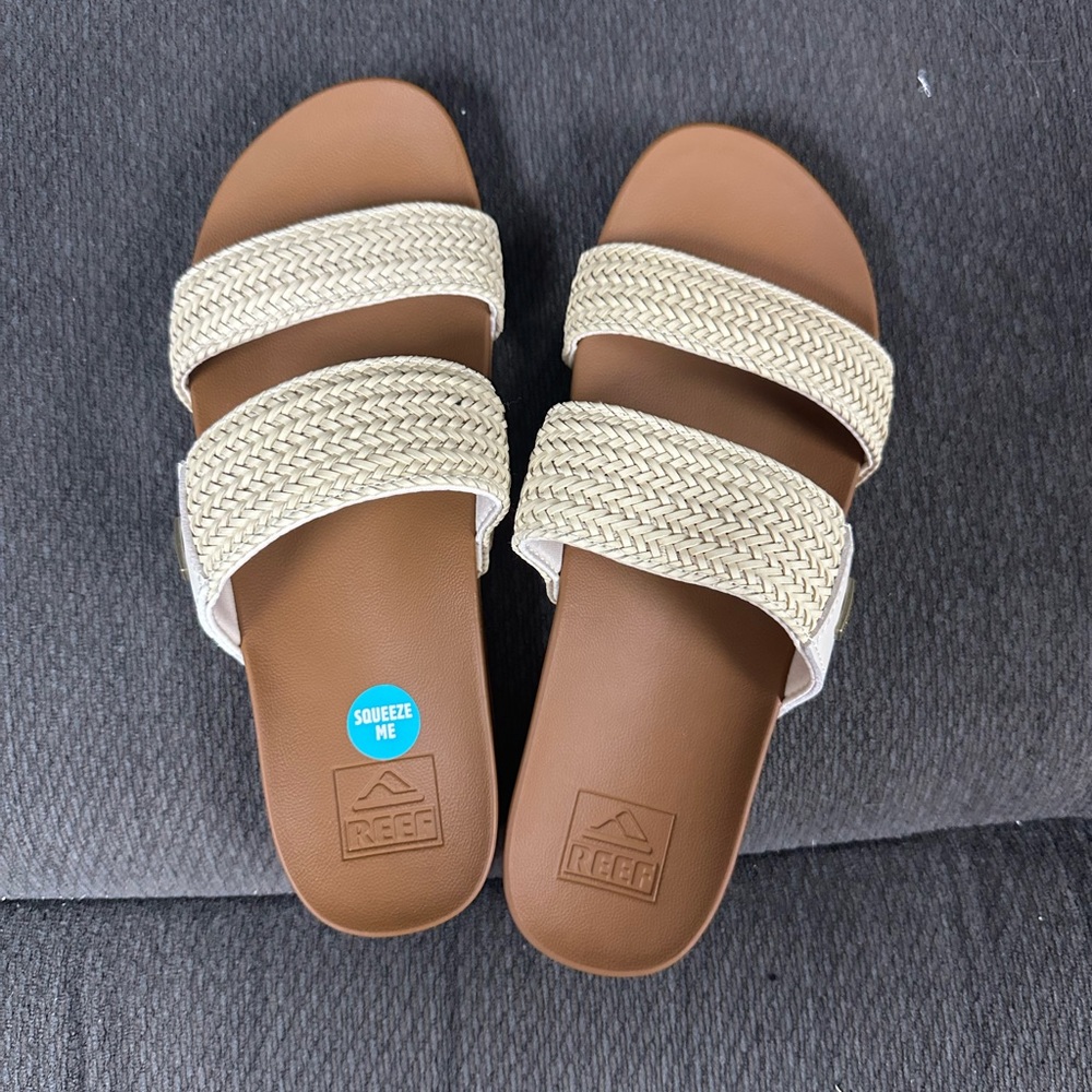 Reef Women's Brown and Cream Slide Sandals
